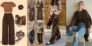 مکمل رنگ قهوه ای در لباس